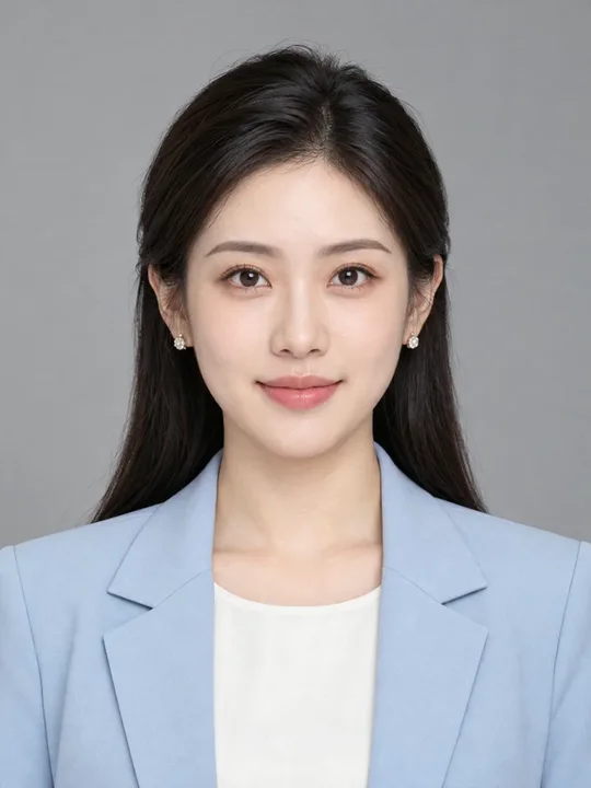 身穿浅蓝色西装的数字人演示形象