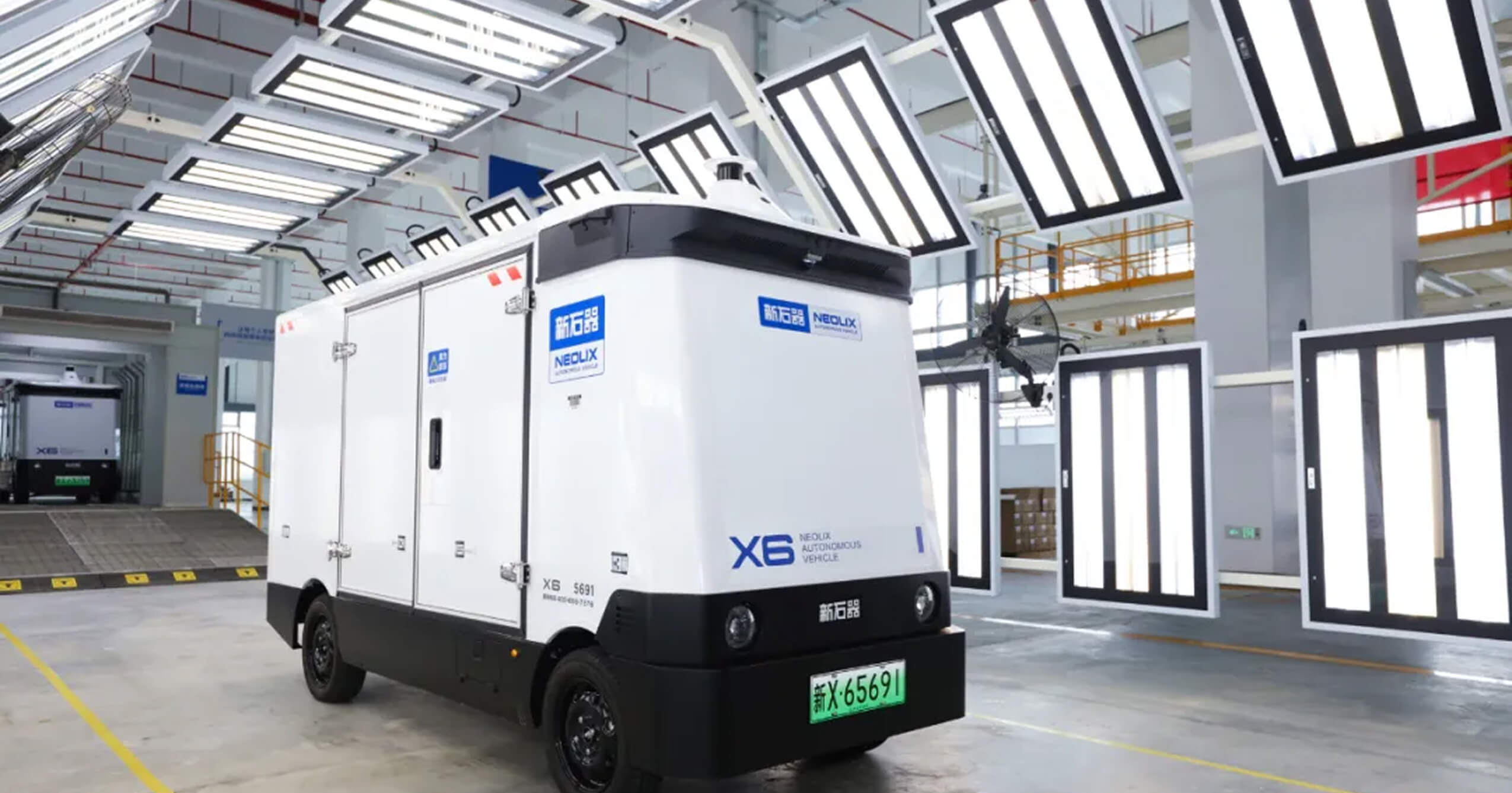 A Neolix X6 autonomous vehicle in the factory
